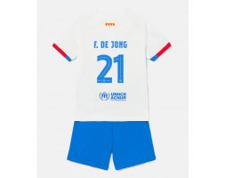 Barcelona Frenkie de Jong #21 Koszulka Wyjazdowych Dziecięca 2023-24 Krótki Rękaw (+ Krótkie spodenki)